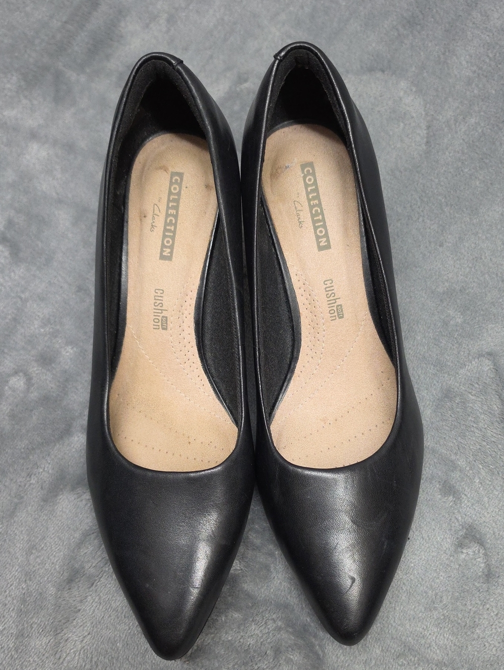 Clarks 6 Black Pointed Leather Women's Heels